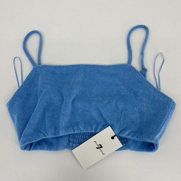 Seven 7 For All Mankind Terrycloth Bra Swim Cover Up Women's XS Blue New NWT - Picture 1 of 11